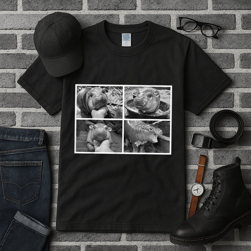 Moo Deng Hippo Photo Funny Pygmy Hippopotamus Tall T-Shirt