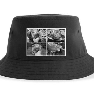 Moo Deng Hippo Photo Funny Pygmy Hippopotamus Sustainable Bucket Hat