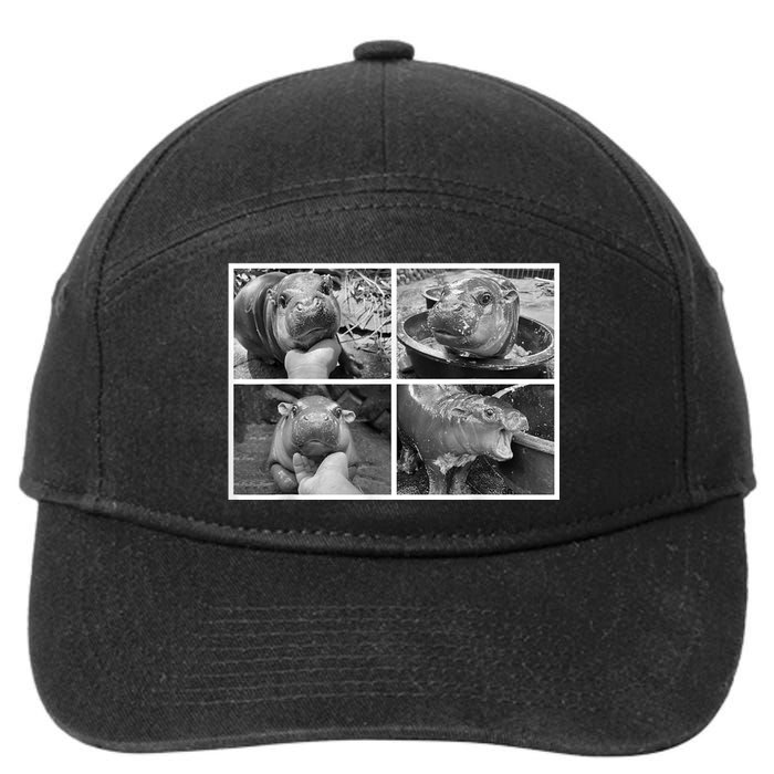 Moo Deng Hippo Photo Funny Pygmy Hippopotamus 7-Panel Snapback Hat