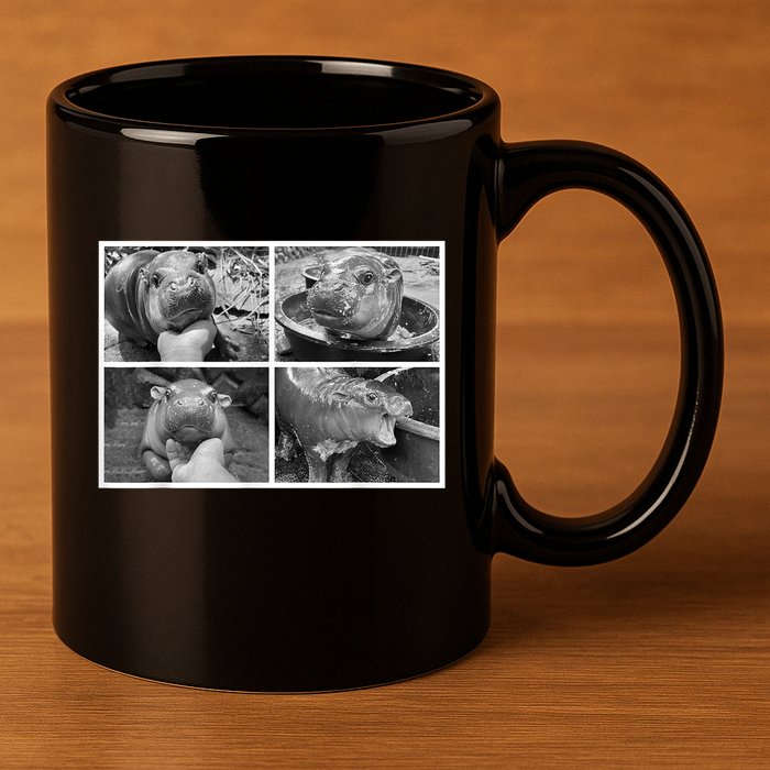 Moo Deng Hippo Photo Funny Pygmy Hippopotamus 11oz C Handle Ceramic Mug