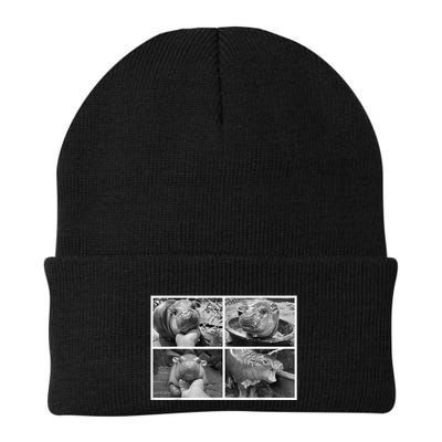 Moo Deng Hippo Photo Funny Pygmy Hippopotamus Knit Cap Winter Beanie