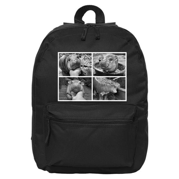 Moo Deng Hippo Photo Funny Pygmy Hippopotamus 16 in Basic Backpack