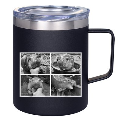 Moo Deng Hippo Photo Funny Pygmy Hippopotamus 12oz Stainless Steel Coffee Mug