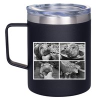 Moo Deng Hippo Photo Funny Pygmy Hippopotamus 12oz Stainless Steel Coffee Mug