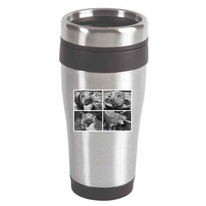 Moo Deng Hippo Photo Funny Pygmy Hippopotamus 16oz Travel Tumbler
