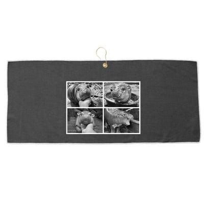 Moo Deng Hippo Photo Funny Pygmy Hippopotamus Large Microfiber Waffle Golf Towel