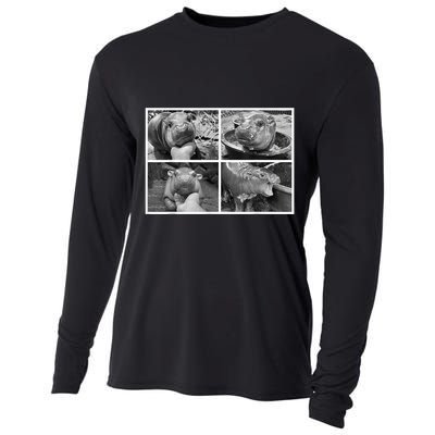 Moo Deng Hippo Photo Funny Pygmy Hippopotamus Cooling Performance Long Sleeve Crew