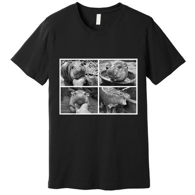 Moo Deng Hippo Photo Funny Pygmy Hippopotamus Premium T-Shirt