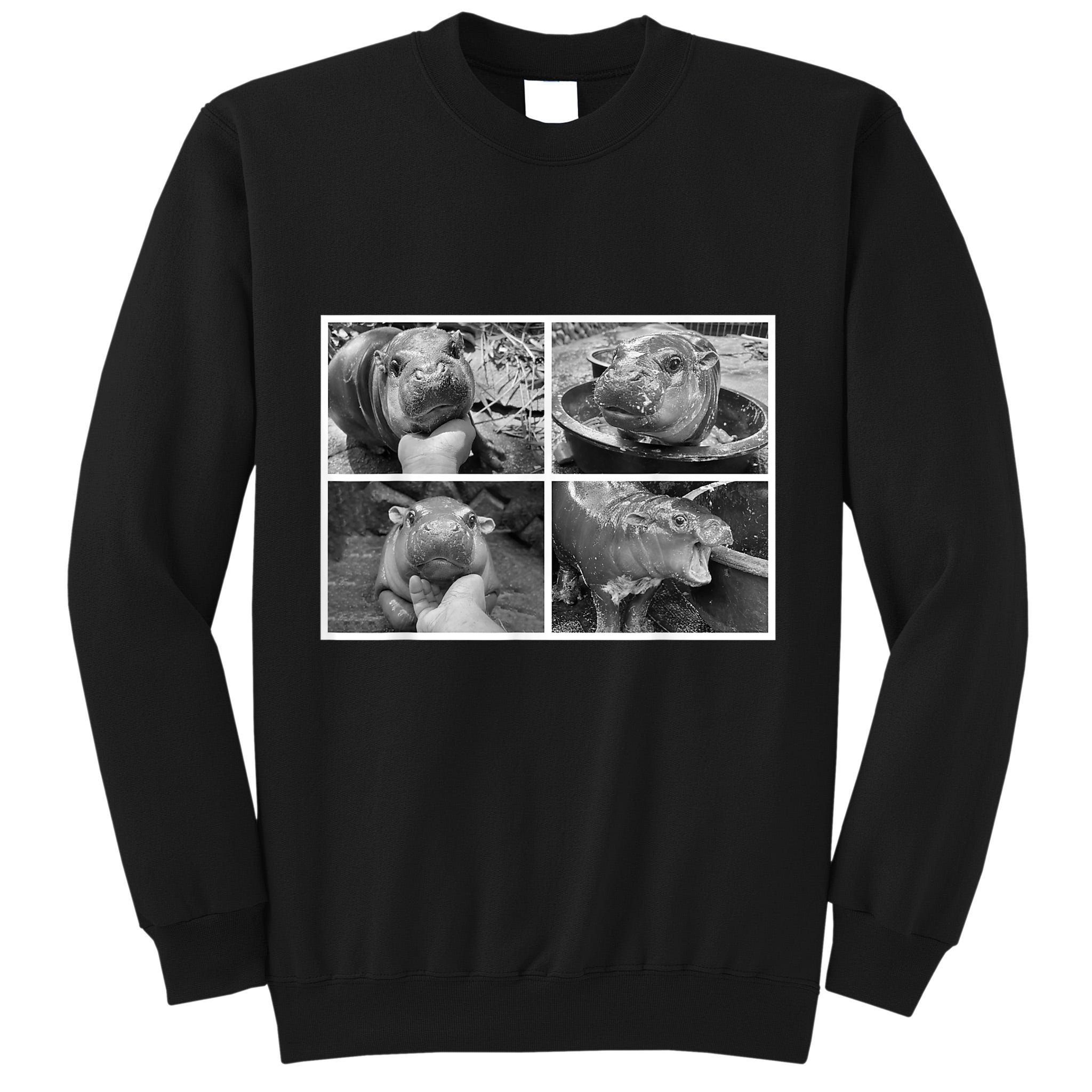 Moo Deng Hippo Photo Funny Pygmy Hippopotamus Tall Sweatshirt