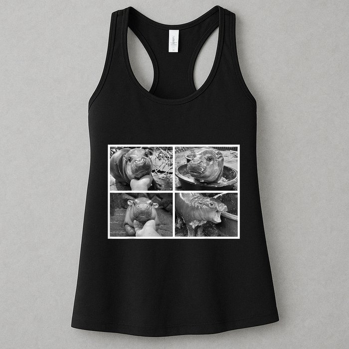 Moo Deng Hippo Photo Funny Pygmy Hippopotamus Womens Tank Top