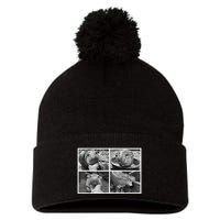 Moo Deng Hippo Photo Funny Pygmy Hippopotamus Pom Pom 12in Knit Beanie