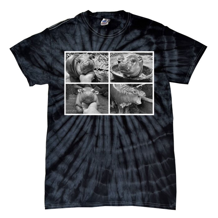 Moo Deng Hippo Photo Funny Pygmy Hippopotamus Tie-Dye T-Shirt