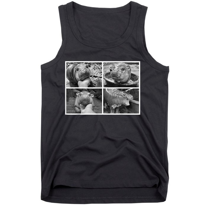 Moo Deng Hippo Photo Funny Pygmy Hippopotamus Tank Top