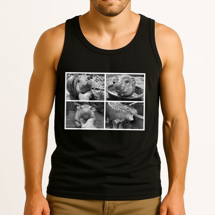 Moo Deng Hippo Photo Funny Pygmy Hippopotamus Tank Top