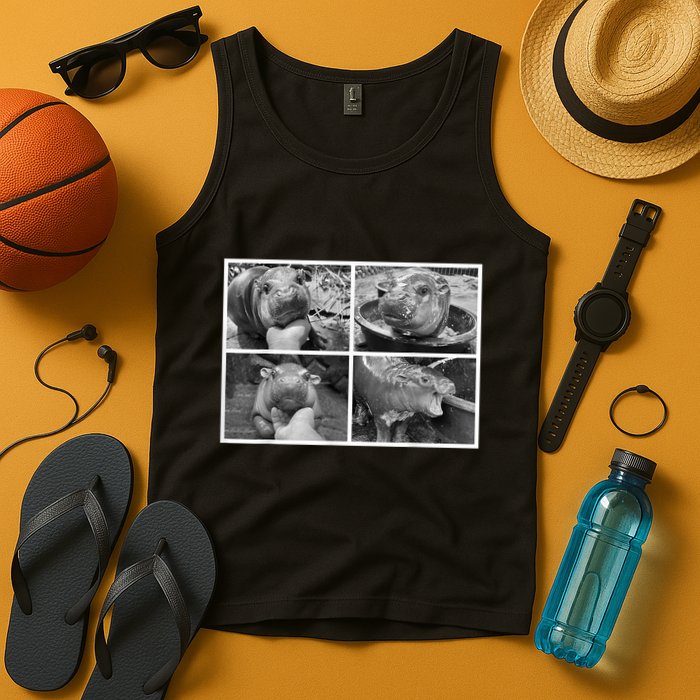 Moo Deng Hippo Photo Funny Pygmy Hippopotamus Tank Top