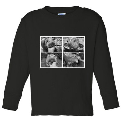 Moo Deng Hippo Photo Funny Pygmy Hippopotamus Toddler Long Sleeve Shirt