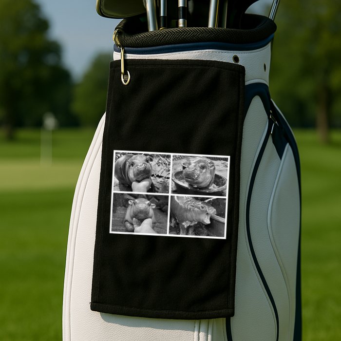 Moo Deng Hippo Photo Funny Pygmy Hippopotamus Golf Towel