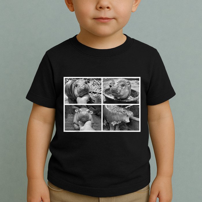 Moo Deng Hippo Photo Funny Pygmy Hippopotamus Toddler T-Shirt