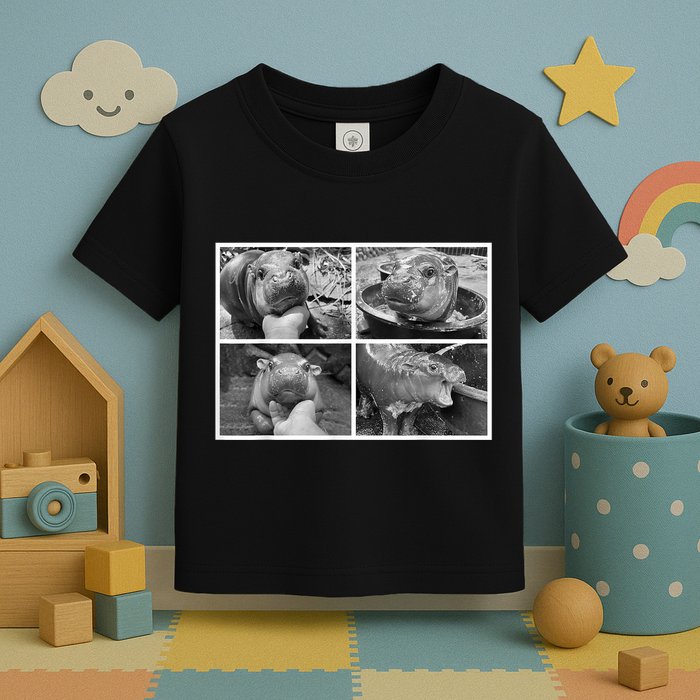 Moo Deng Hippo Photo Funny Pygmy Hippopotamus Toddler T-Shirt