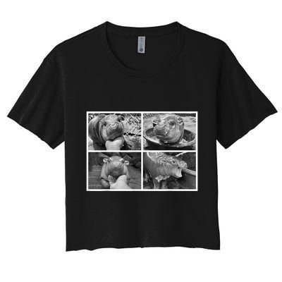 Moo Deng Hippo Photo Funny Pygmy Hippopotamus Crop Top