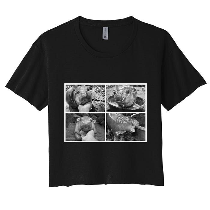 Moo Deng Hippo Photo Funny Pygmy Hippopotamus Crop Top