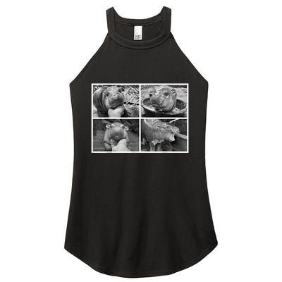 Moo Deng Hippo Photo Funny Pygmy Hippopotamus Women's Perfect Tri Rocker Tank