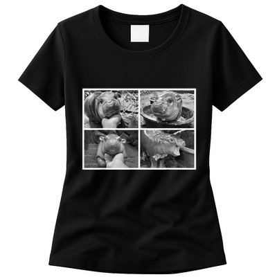 Moo Deng Hippo Photo Funny Pygmy Hippopotamus Women's T-Shirt