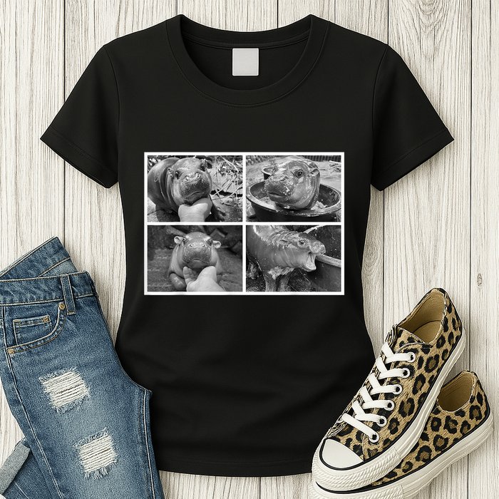 Moo Deng Hippo Photo Funny Pygmy Hippopotamus Womens T-Shirt