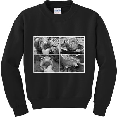 Moo Deng Hippo Photo Funny Pygmy Hippopotamus Kids Sweatshirt