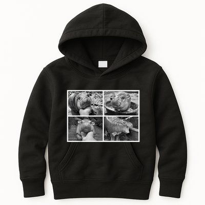 Moo Deng Hippo Photo Funny Pygmy Hippopotamus Kids Hoodie