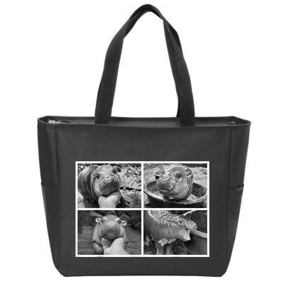 Moo Deng Hippo Photo Funny Pygmy Hippopotamus Zip Tote Bag