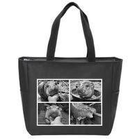 Moo Deng Hippo Photo Funny Pygmy Hippopotamus Zip Tote Bag