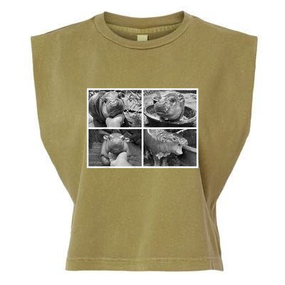 Moo Deng Hippo Photo Funny Pygmy Hippopotamus Garment-Dyed Women's Muscle Tee