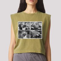 Moo Deng Hippo Photo Funny Pygmy Hippopotamus Garment-Dyed Women's Muscle Tee