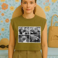 Moo Deng Hippo Photo Funny Pygmy Hippopotamus Garment-Dyed Women's Muscle Tee