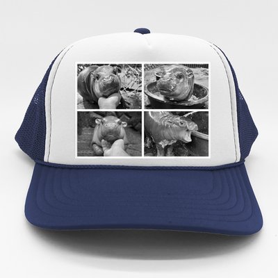 Moo Deng Hippo Photo Funny Pygmy Hippopotamus Trucker Hat