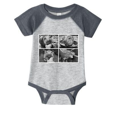 Moo Deng Hippo Photo Funny Pygmy Hippopotamus Infant Baby Jersey Bodysuit