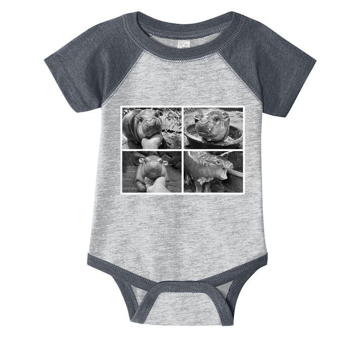 Moo Deng Hippo Photo Funny Pygmy Hippopotamus Infant Baby Jersey Bodysuit