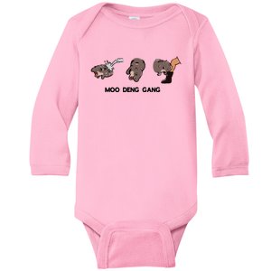 Moo Deng Hippo Lover Funny Baby Hippo Moo Deng Baby Long Sleeve Bodysuit