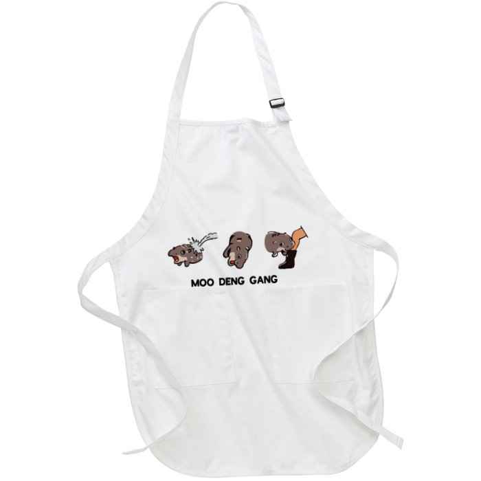 Moo Deng Hippo Lover Funny Baby Hippo Moo Deng Full-Length Apron With Pockets
