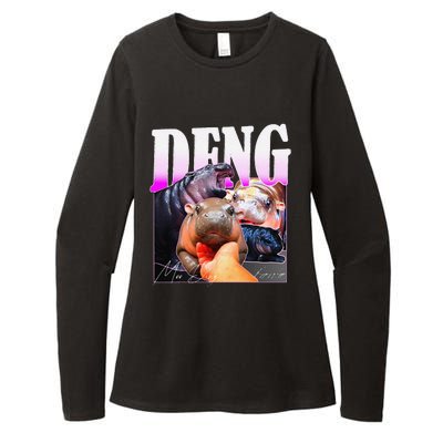 Moo Deng Hippo Baby Pygmy Funny Gift Womens CVC Long Sleeve Shirt