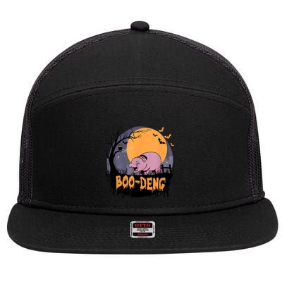Moo Deng Halloween Boo Deng Halloween 7 Panel Mesh Trucker Snapback Hat