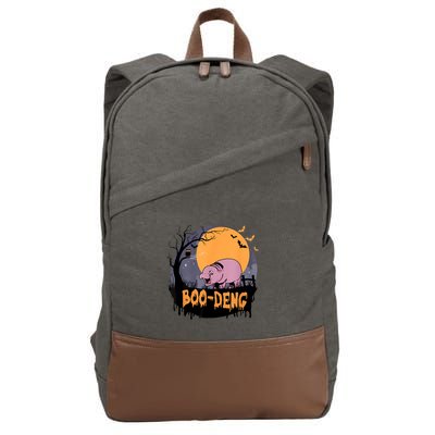Moo Deng Halloween Boo Deng Halloween Cotton Canvas Backpack