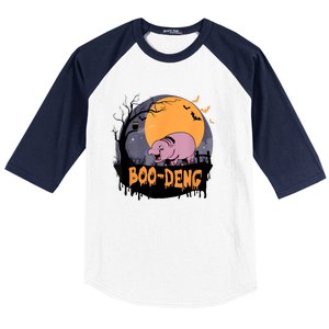 Moo Deng Halloween Boo Deng Halloween Baseball Sleeve Shirt