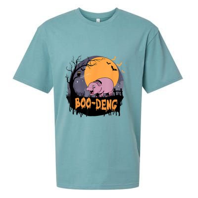 Moo Deng Halloween Boo Deng Halloween Sueded Cloud Jersey T-Shirt