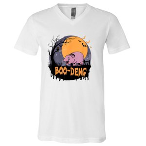 Moo Deng Halloween Boo Deng Halloween V-Neck T-Shirt