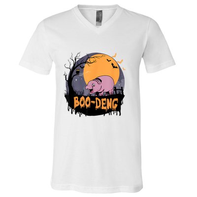 Moo Deng Halloween Boo Deng Halloween V-Neck T-Shirt