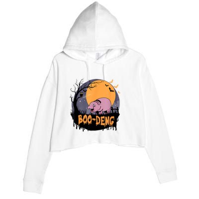 Moo Deng Halloween Boo Deng Halloween Crop Fleece Hoodie