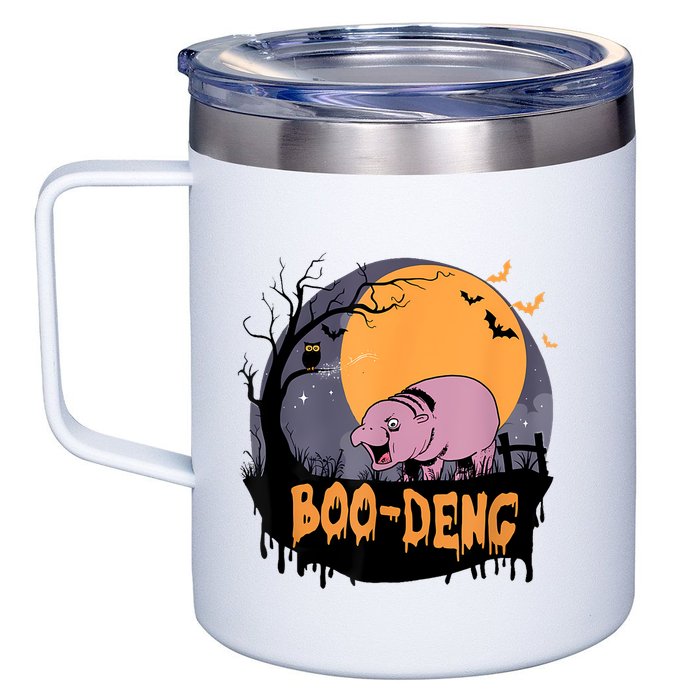Moo Deng Halloween Boo Deng Halloween 12oz Stainless Steel Coffee Mug