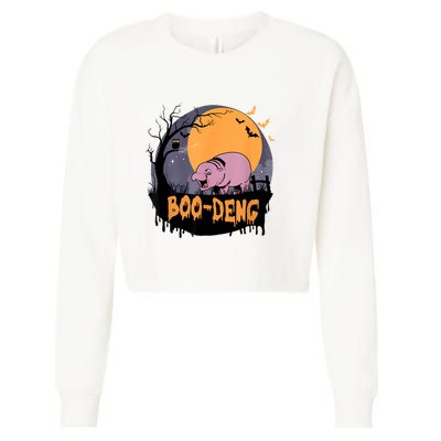 Moo Deng Halloween Boo Deng Halloween Cropped Pullover Crew